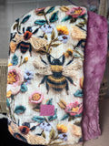 Dark sweater bees on clouded leopard / woodrose marble