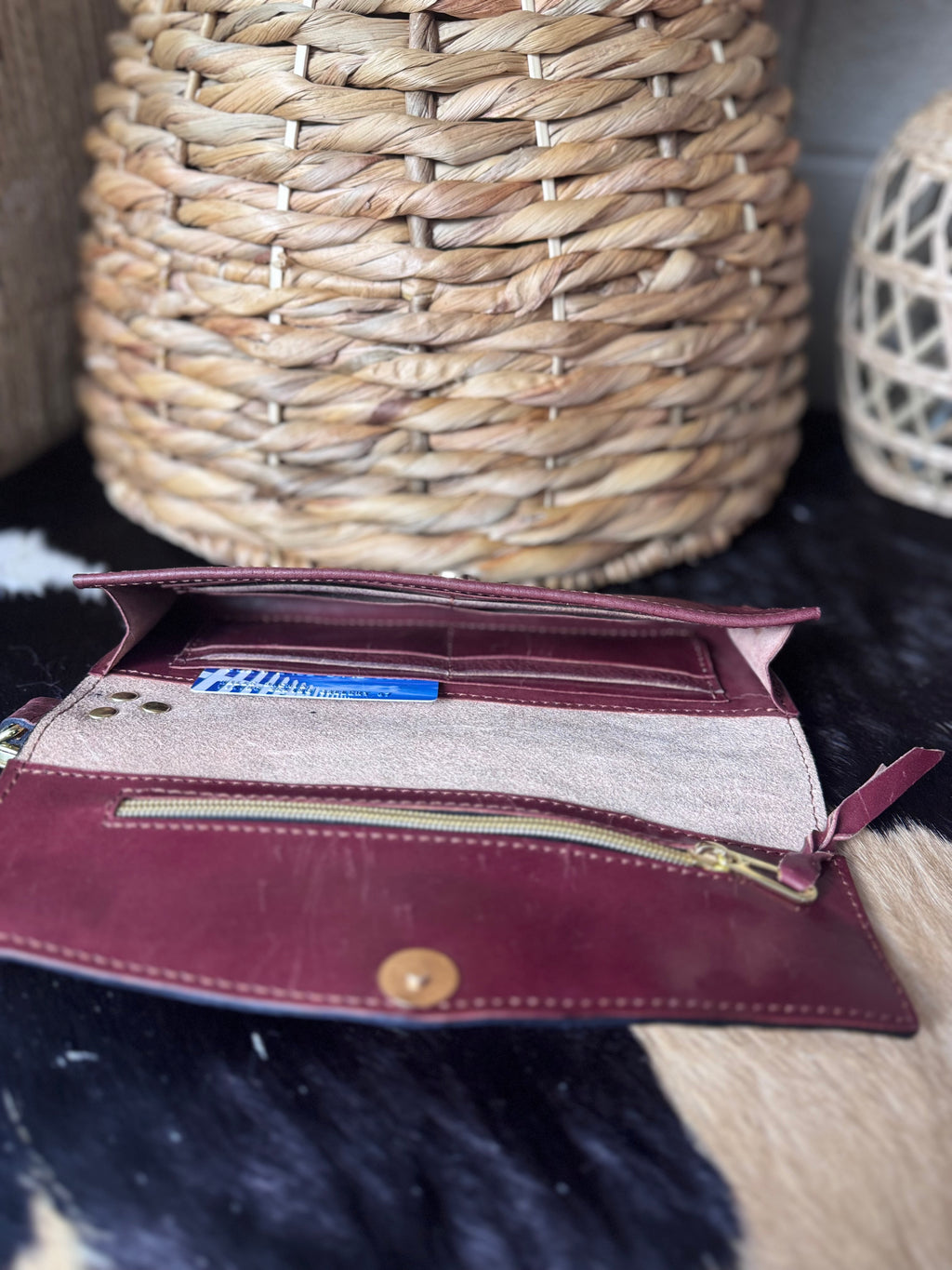 Burgundy clutch