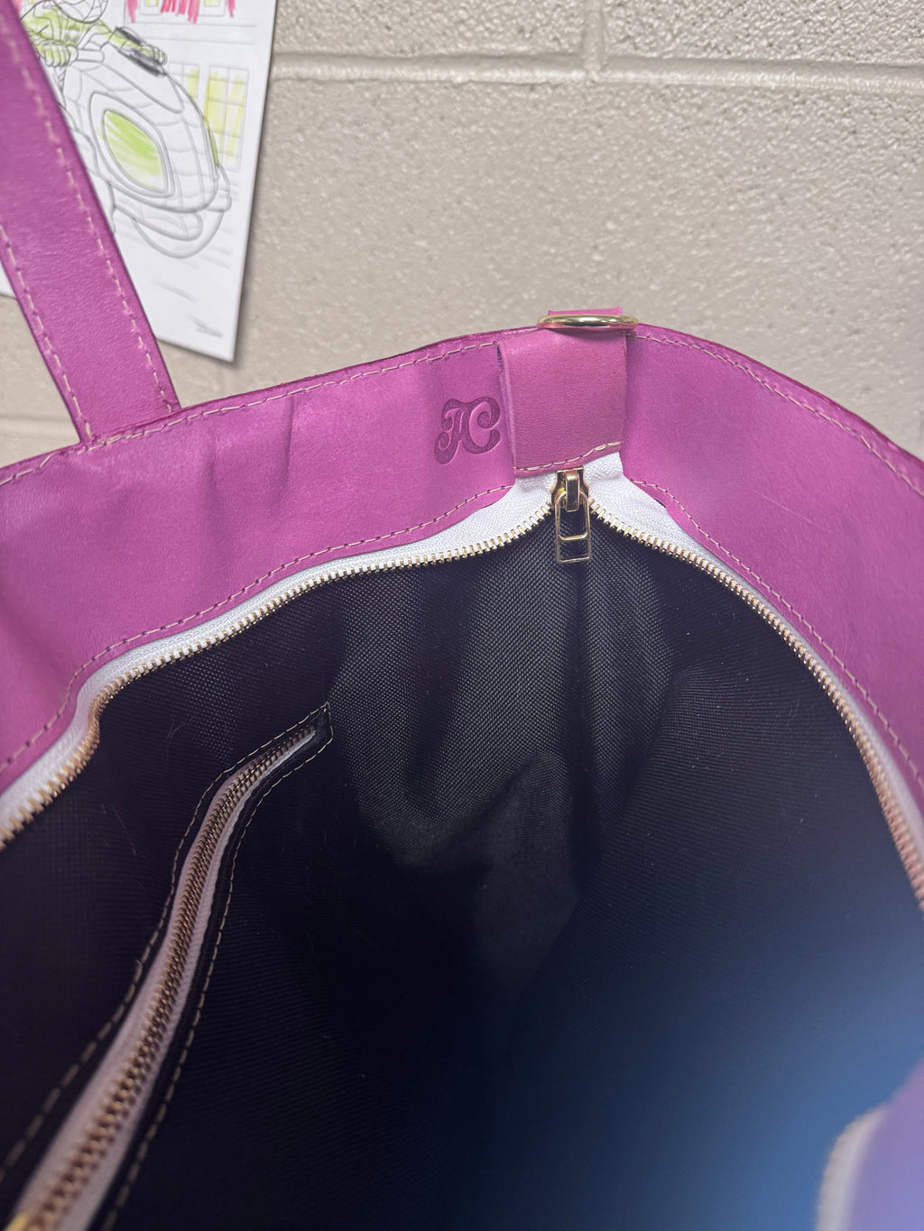 Full grain leather mini tote bag pink