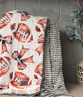 WAF 60x90 footballs and bows on seal/ chocolate almond oceana