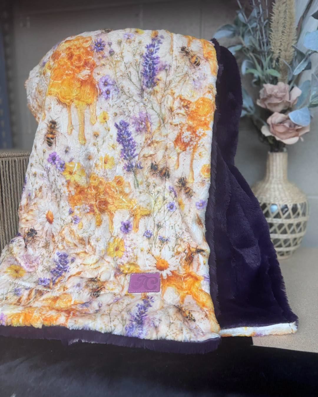 60x70 honey bees on Bella/ purple bunny