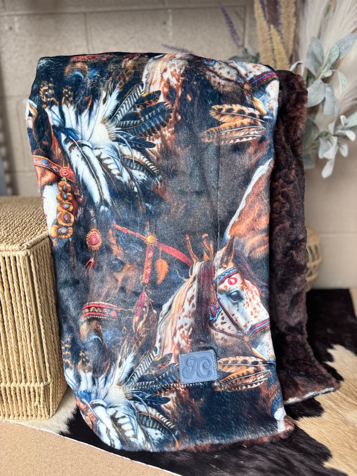 Headdress horses on clouded leopard/ French roast Tuscany