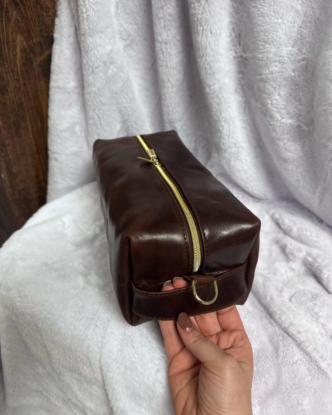 Full grain leather boxy bag brown harness