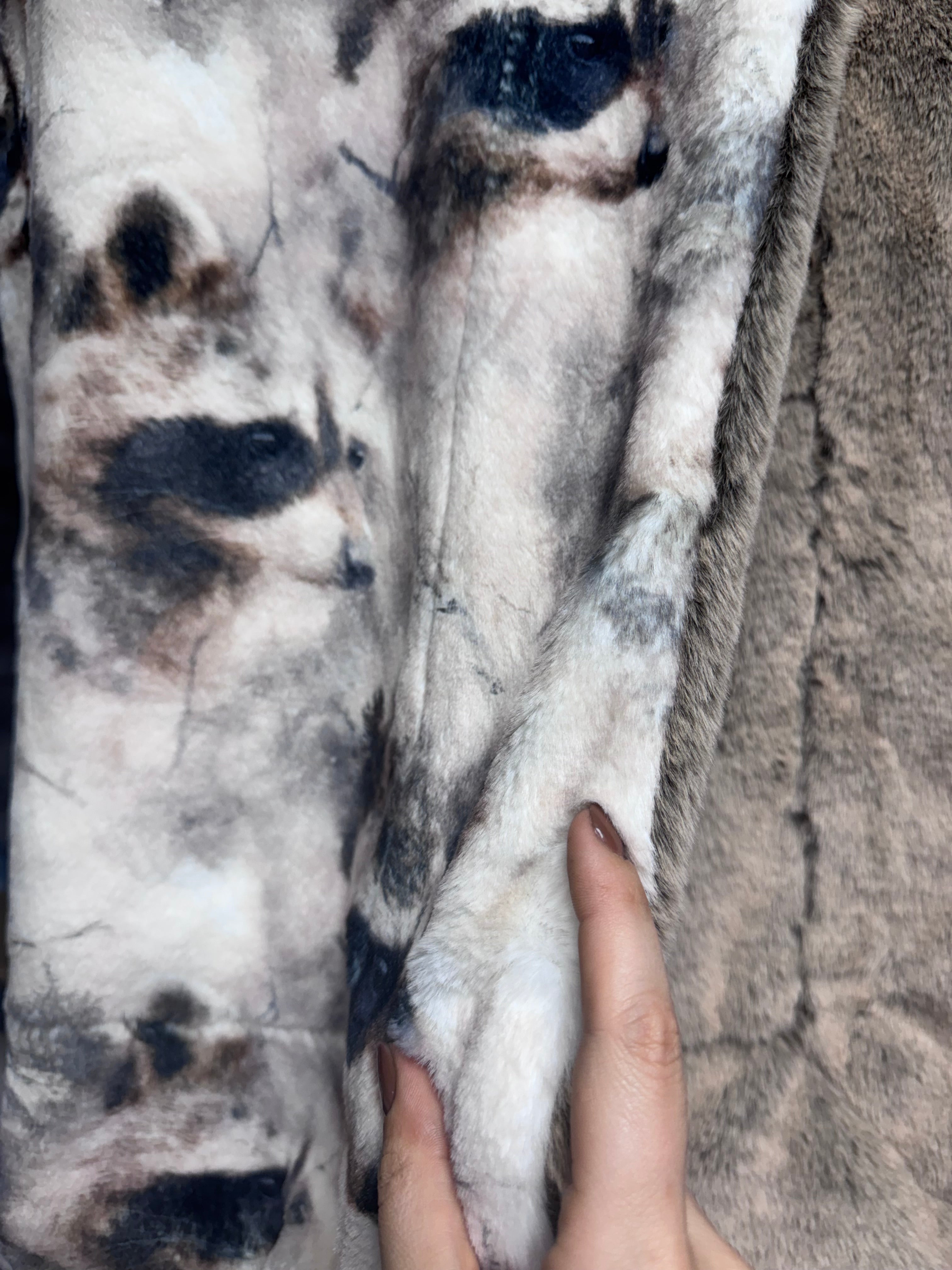 Throw shadow raccoon on seal/ mocha cypress