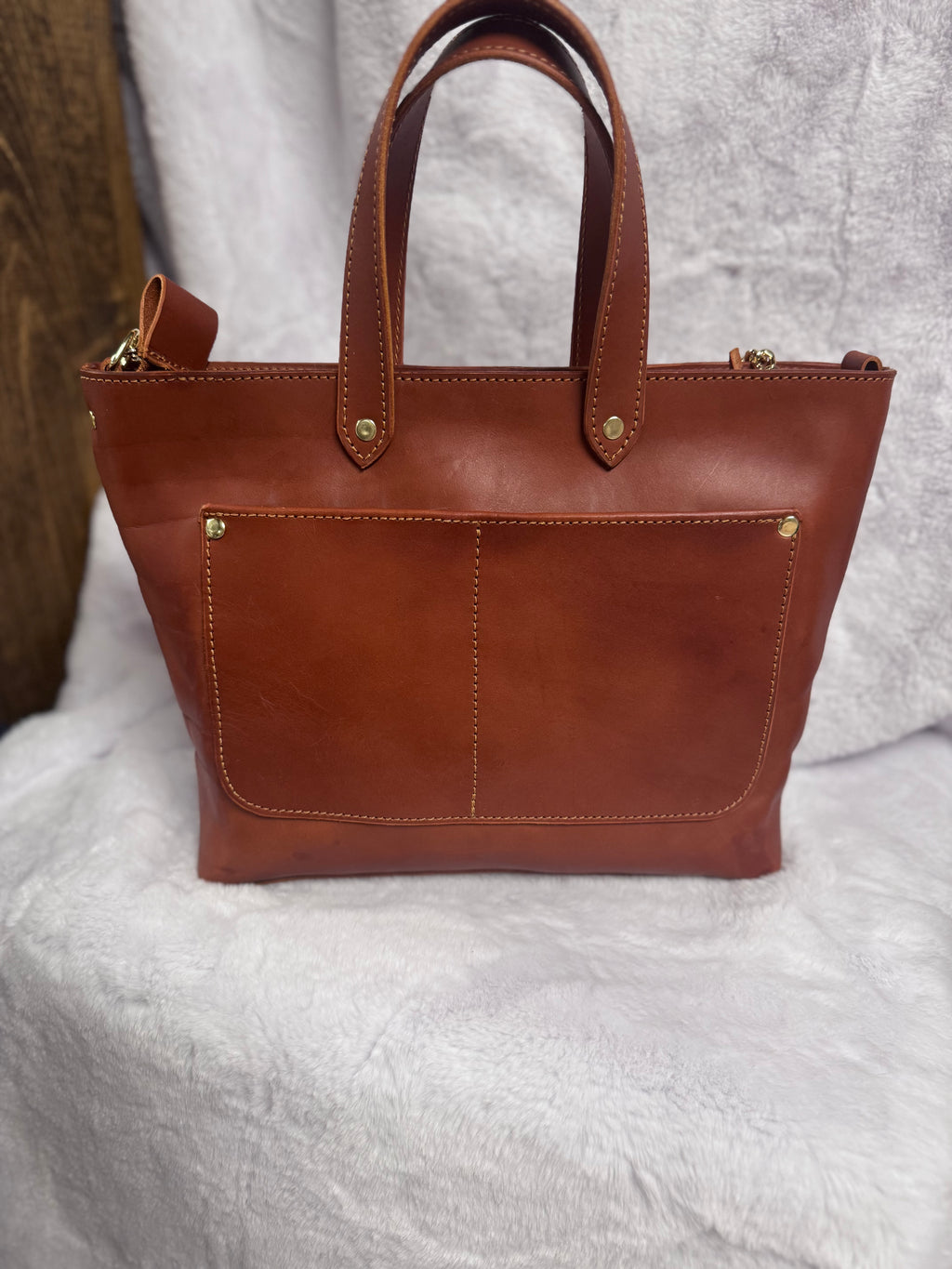 Full grain leather hair on daisy chestnut