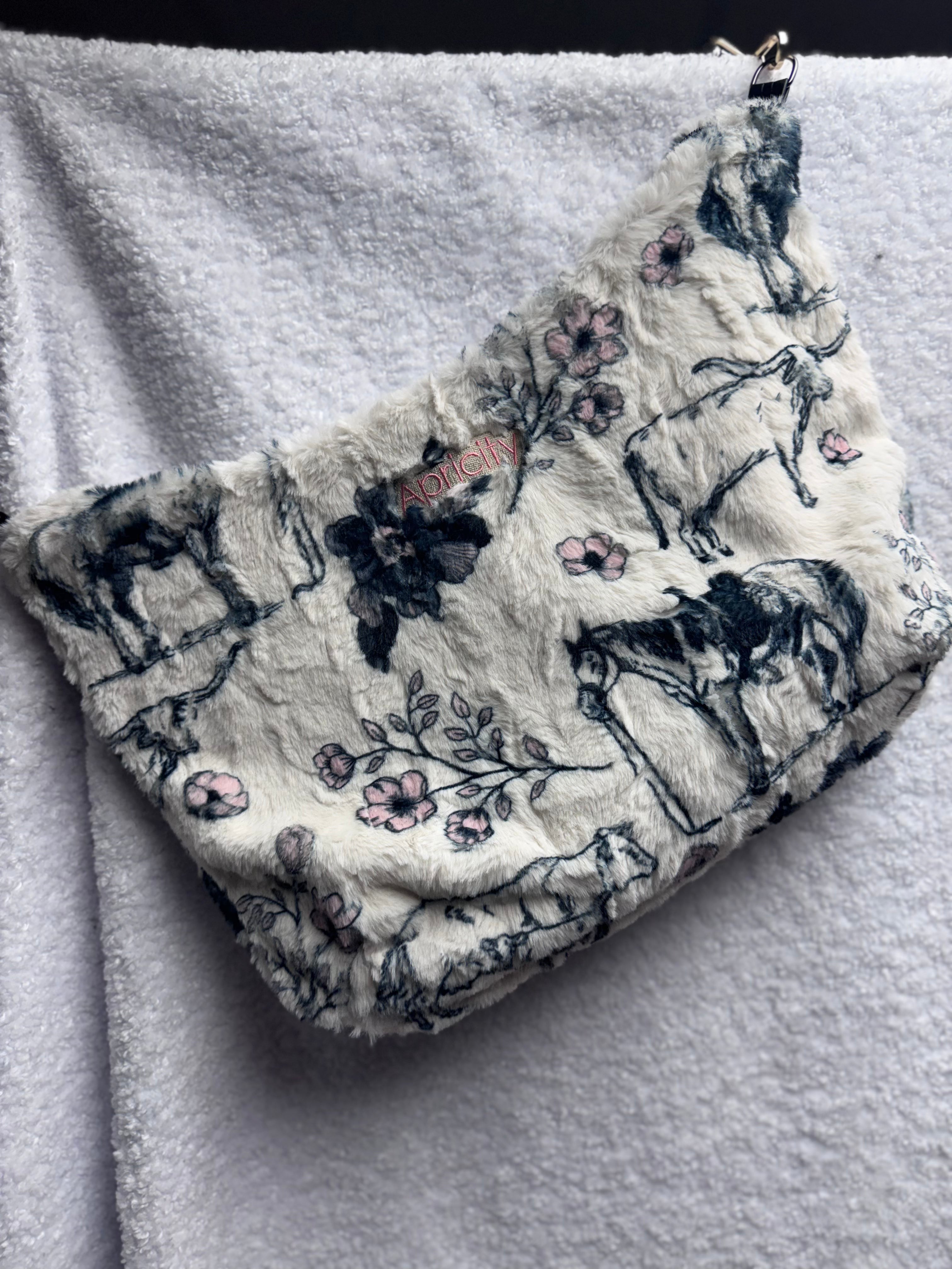 Western print on Malibu/ black vegan leather -Saddle cross body