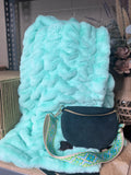 WAF adult mint lush/ black suede bum bag