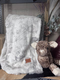 WAF throw dainty woodland on fig arctic chinchilla/ fawn stuffie