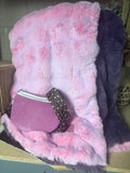 WAF unicorn powder puff/ Smokey violet lush bunny and pink purple suede bum bag